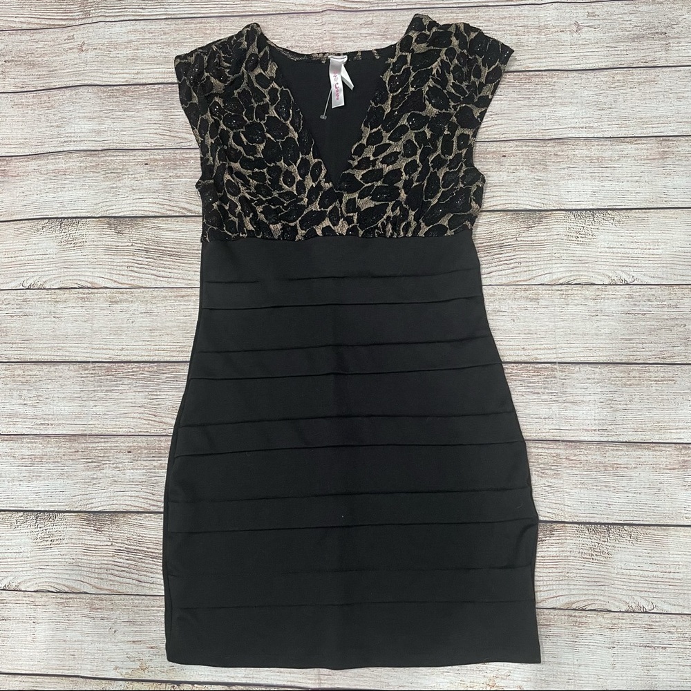 Black leopard print dress